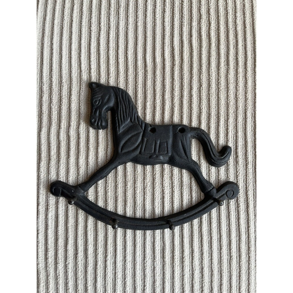 Vintage Kitchen Utensil/key rack Cast Iron Rocking Horse